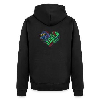 T-Shirt Adela Herz Wortwolke T-Shirt Geschenk - Unisex Premium Bio Zip Hoodie - Schwarz - Hinten - Nico (187cm)