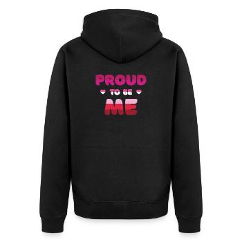 Lesbischer Stolz, ich zu sein - Pride Month - Unisex Premium Bio Zip Hoodie - Schwarz - Hinten - Nico (187cm)