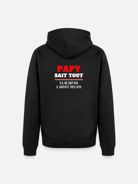 grand-père, papy, super papy - Veste à capuche bio Premium Unisexe - noir