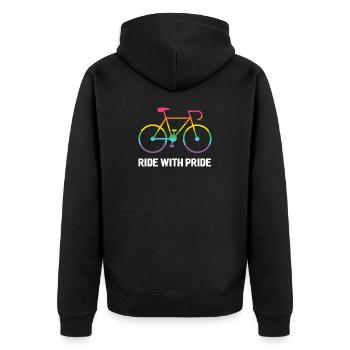 LGBTQ-Radfahrer - Fahre mit Stolz - Unisex Premium Bio Zip Hoodie - Schwarz - Hinten - Nico (187cm)