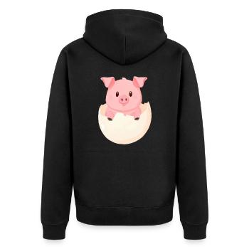 Cute Kawaii Pig - Piggy Hatches from Egg - Veste à capuche bio Premium Unisexe - noir - Dos - Nico (187cm)