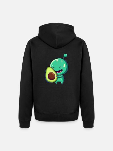 Green Alien Avocado: Exotic Fusion - Unisex Premium Organic Zip Hoodie - black