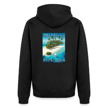 Sommerträume auf den Malediven: Entspannung am Ree - Unisex Premium Bio Zip Hoodie - Schwarz - Hinten - Nico (187cm)