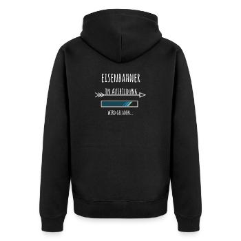 Eisenbahner Beruf Ausbildung Geschenk - Unisex Premium Bio Zip Hoodie - Schwarz - Hinten - Nico (187cm)