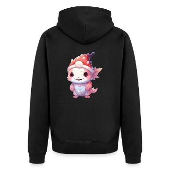 Christmas Miracle Axolotl: Laughter Under the Cap - Unisex Premium Organic Zip Hoodie - black - Back - Nico (187cm)