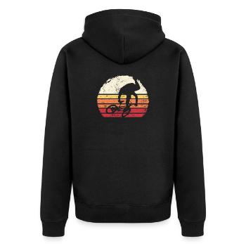 Retro Sonnenuntergang Radfahrer Silhouette - Unisex Premium Bio Zip Hoodie - Schwarz - Hinten - Nico (187cm)