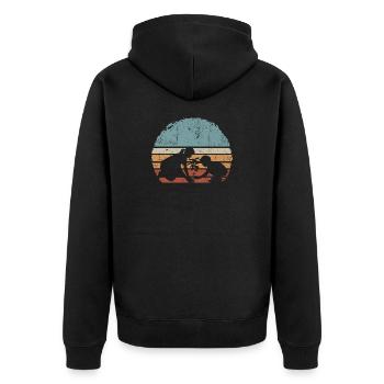 Sunset Silhouette Duo von Palm Tree - Unisex Premium Bio Zip Hoodie - Schwarz - Hinten - Nico (187cm)