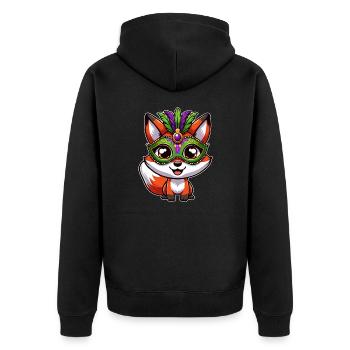 Mardi Gras Fox Mask - Unisex Premium Organic Zip Hoodie - black - Back - Nico (187cm)