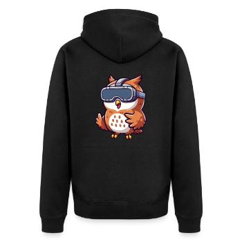 Süße Comic Eule mit VR Brille Virtuelle Realität - Unisex Premium Bio Zip Hoodie - Schwarz - Hinten - Nico (187cm)