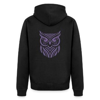 Minimalist owl silhouette design - Unisex Premium Organic Zip Hoodie - black - Back - Nico (187cm)