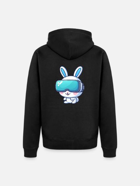 VR Gaming Bunny: Virtual Adventures - Unisex Premium Organic Zip Hoodie - black