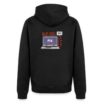 Kein Bild 🤬 Klumpat! Retro Computer Humor Design - Unisex Premium Bio Zip Hoodie - Schwarz - Hinten - Nico (187cm)