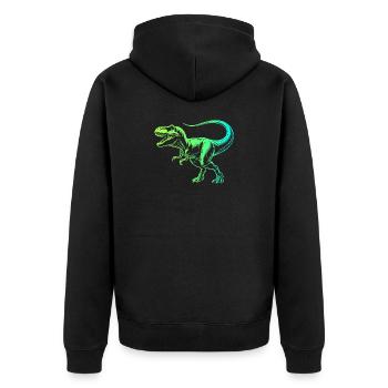 dinosaure tyrannosaure rex, t-rex vert bleu - Veste à capuche bio Premium Unisexe - noir - Dos - Nico (187cm)