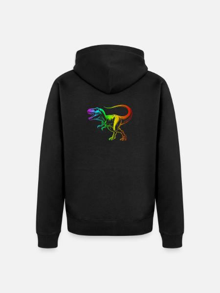 Tyrannosaurus Rex Dinosaur, Rainbow T-Rex - Unisex Premium Organic Zip Hoodie - black