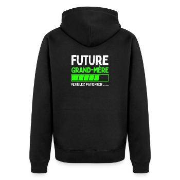 Werdende Großmutter - Unisex Premium Bio Zip Hoodie - Schwarz - Hinten - Nico (187cm)