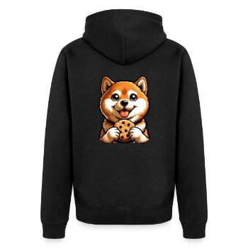 Süßer Shiba Inu Hund mit Keks Nachtisch - Unisex Premium Bio Zip Hoodie - Schwarz - Hinten - Nico (187cm)