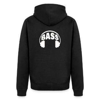 BASS - Unisex Premium Bio Zip Hoodie - Schwarz - Hinten - Nico (187cm)