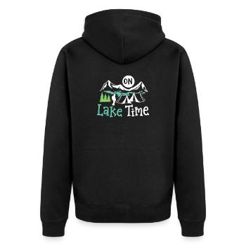 See Camping Zelten - Unisex Premium Bio Zip Hoodie - Schwarz - Hinten - Nico (187cm)