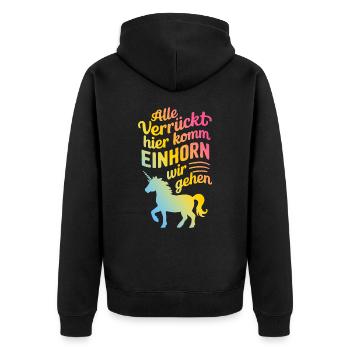 Unicorn Unicorns Mythical Creatures Mystical - Unisex Premium Organic Zip Hoodie - black - Back - Nico (187cm)