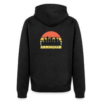Birmingham Skyline Retro Vintage Silhouette - Unisex Premium Bio Zip Hoodie - Schwarz - Hinten - Nico (187cm)