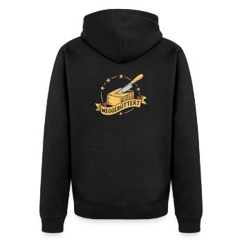 Funny buttered away - Unisex Premium Organic Zip Hoodie - black - Back - Nico (187cm)