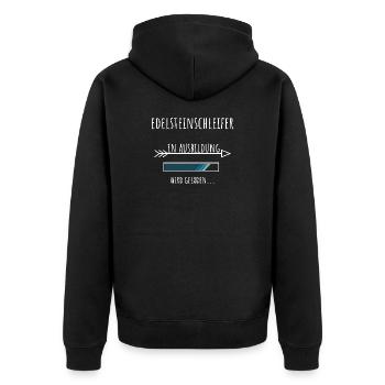 Edelsteinschleifer Ausbildung Beruf Geschenk - Unisex Premium Bio Zip Hoodie - Schwarz - Hinten - Nico (187cm)
