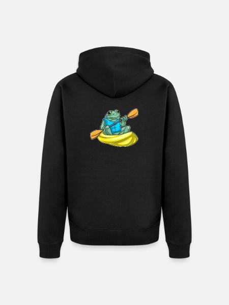 Frosch kleines Boot - Unisex Premium Bio Zip Hoodie - Schwarz