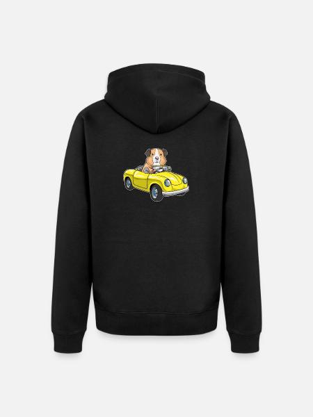 Guinea pig car - Unisex Premium Organic Zip Hoodie - black