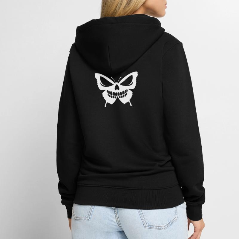 Conception complexe de crâne de papillon Veste à capuche bio Premium Unisexe