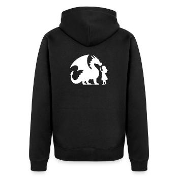 Conception épique de silhouette de dragon et de fille - Veste à capuche bio Premium Unisexe - noir - Dos - Nico (187cm)