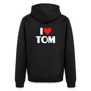 I love Tom Rotes Herz Romantischer Name Fan - Unisex Premium Bio Zip Hoodie - Schwarz - Hinten - Nico (187cm)