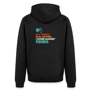 Neodymium Magnet Fishing Magnetic Fisher - Unisex Premium Organic Zip Hoodie - black - Back - Nico (187cm)