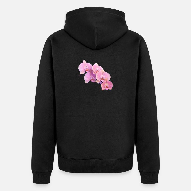 orchidée rose isolé clipart - Veste à capuche bio Premium Unisexe - noir