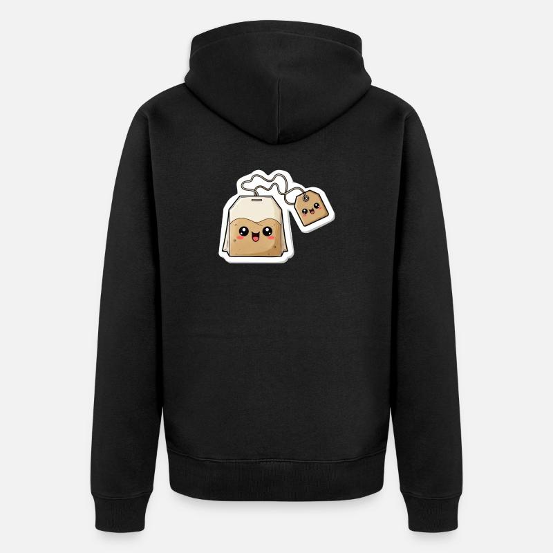 Breloque sachet de thé kawaii - Veste à capuche bio Premium Unisexe - noir