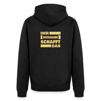 Work Concrete Worker - Unisex Premium Organic Zip Hoodie - black - Back - Nico (187cm)