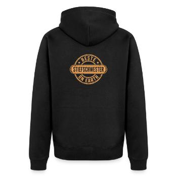 Beste Stiefschwester - Unisex Premium Bio Zip Hoodie - Schwarz - Hinten - Nico (187cm)