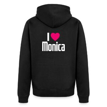 I Love Monica Pinkes Herz Ich liebe Monica - Unisex Premium Bio Zip Hoodie - Schwarz - Hinten - Nico (187cm)