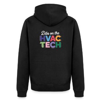 Funny HVAC Technician Saying Repair Expert - Unisex Premium Organic Zip Hoodie - black - Back - Nico (187cm)