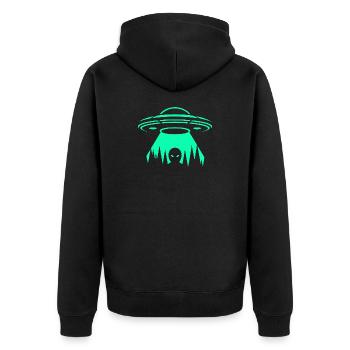 UFO Neon Abduction - Unisex Premium Organic Zip Hoodie - black - Back - Nico (187cm)