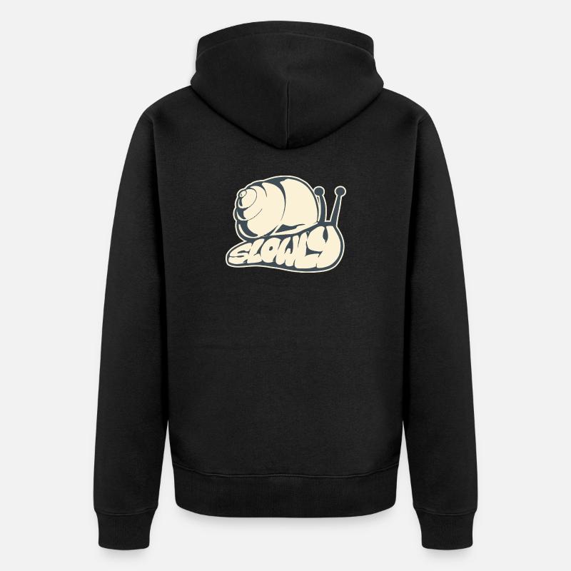 Slowly, mot dessiné (V2) - Veste à capuche bio Premium Unisexe - noir