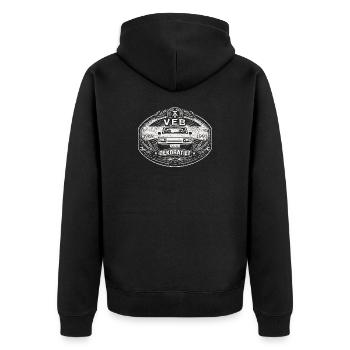 Wartburg 1.3 Dekoratief IFA  Eisenach Retro Logo - Unisex Premium Bio Zip Hoodie - Schwarz - Hinten - Nico (187cm)