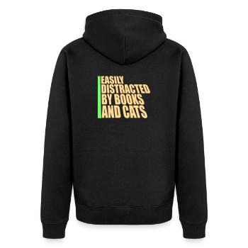 Facilement distrait par les livres et le livre des chats - Veste à capuche bio Premium Unisexe - noir - Dos - Nico (187cm)
