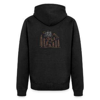 Einsames Camping abenteue - Unisex Premium Bio Zip Hoodie - Schwarz - Hinten - Nico (187cm)