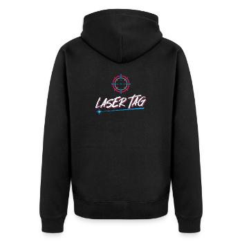 Retro Laser Tag Neon Gaming Design - Unisex Premium Organic Zip Hoodie - black - Back - Nico (187cm)