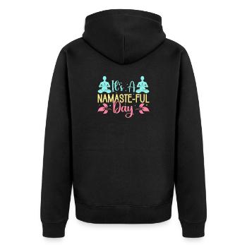 Yoga It´s A Namaste-ful Day Funny Yoga - Unisex Premium Bio Zip Hoodie - Schwarz - Hinten - Nico (187cm)