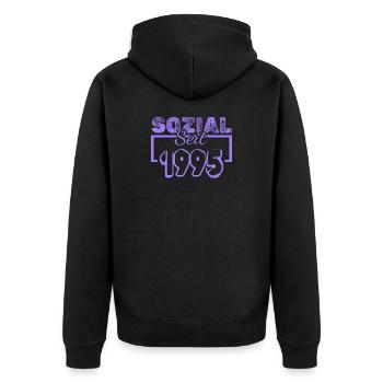 Sozialarbeiter 1995 - Unisex Premium Bio Zip Hoodie - Schwarz - Hinten - Nico (187cm)