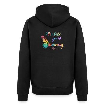 Alles Gute zum Muttertag Geschenk Mama Liebe - Unisex Premium Bio Zip Hoodie - Schwarz - Hinten - Nico (187cm)