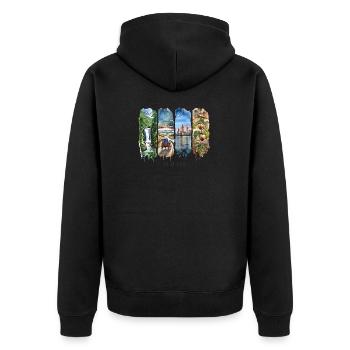 Ohio Travel – Cœur de tout et histoire - Veste à capuche bio Premium Unisexe - noir - Dos - Nico (187cm)