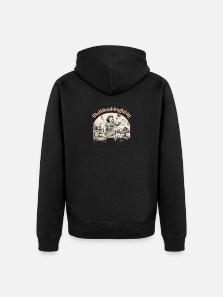 Multitasking? Nein. Muttitasking - Chaos? Läuft! - Unisex Premium Bio Zip Hoodie - Schwarz