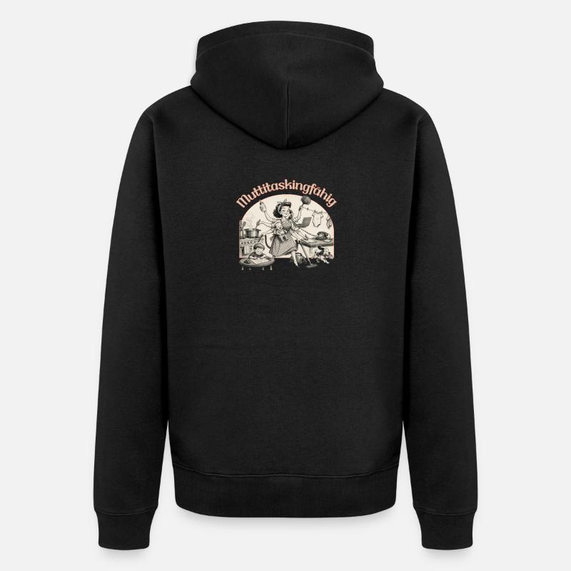 Multitasking? Nein. Muttitasking - Chaos? Läuft! - Unisex Premium Bio Zip Hoodie - Schwarz
